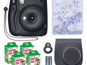 Fujifilm Instax Mini 11 Instant Camera Charcoal Gray + Fuji Film Value Pack (40 Sheets) + Shutter Accessories Bundle
