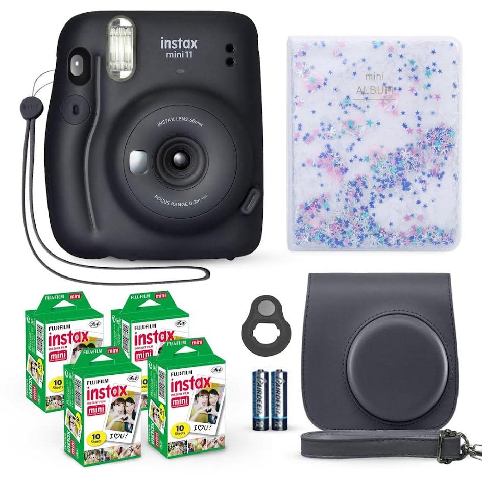 Fujifilm Instax Mini 11 Instant Camera Charcoal Gray + Fuji Film Value Pack (40 Sheets) + Shutter Accessories Bundle Fujifilm Instax Mini 11 Instant Camera Charcoal Gray + Fuji Film Value Pack (40 Sheets) + Shutter Accessories Bundle