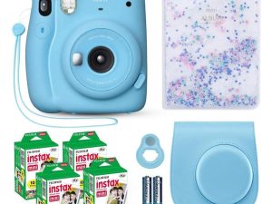 Fujifilm Instax Mini 11 Instant Camera Sky Blue + Fuji Film Value Pack (40 Sheets) + Shutter Accessories Bundle