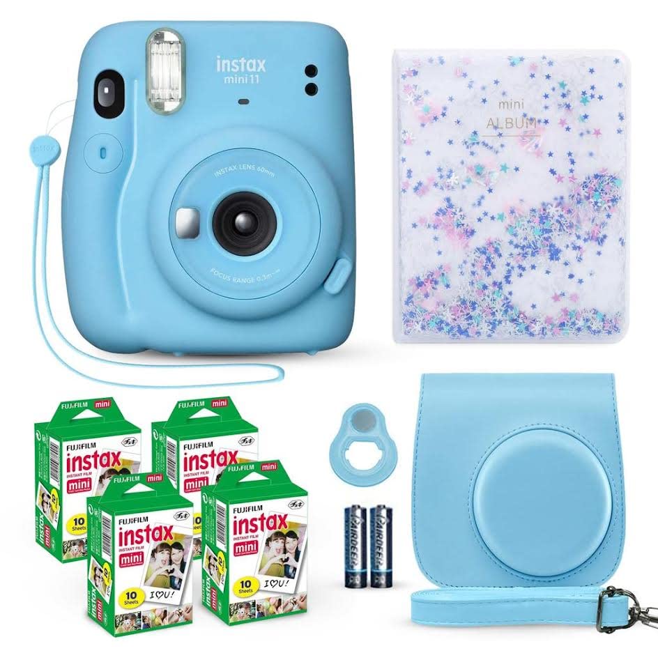Fujifilm Instax Mini 11 Instant Camera Sky Blue + Fuji Film Value Pack (40 Sheets) + Shutter Accessories Bundle Fujifilm Instax Mini 11 Instant Camera Sky Blue + Fuji Film Value Pack (40 Sheets) + Shutter Accessories Bundle