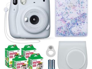 Fujifilm Instax Mini 11 Instant Camera Ice White + Fuji Film Value Pack (40 Sheets) + Shutter Accessories Bundle