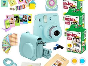 Fujifilm Instax Mini 9 Instant Camera ICE Blue w/Fujifilm Instax Mini 9 Instant Films (60 Pack) + A14 Pc Deluxe Bundle for Fujifilm Instax Mini 9 Camera