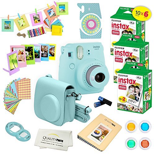 Fujifilm Instax Mini 9 Instant Camera ICE Blue w/Fujifilm Instax Mini 9 Instant Films (60 Pack) + A14 Pc Deluxe Bundle for Fujifilm Instax Mini 9 Camera Fujifilm Instax Mini 9 Instant Camera ICE Blue w/Fujifilm Instax Mini 9 Instant Films (60 Pack) + A14 Pc Deluxe Bundle for Fujifilm Instax Mini 9 Camera