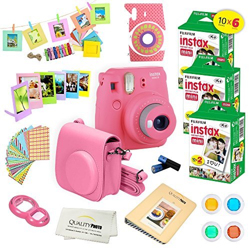Fujifilm Instax Mini 9 Instant Camera Flamingo Pink w/Fujifilm Instax Mini 9 Instant Films (60 Pack) + A14 Pc Deluxe Bundle for Fujifilm Instax Mini 9 Camera Fujifilm Instax Mini 9 Instant Camera Flamingo Pink w/Fujifilm Instax Mini 9 Instant Films (60 Pack) + A14 Pc Deluxe Bundle for Fujifilm Instax Mini 9 Camera